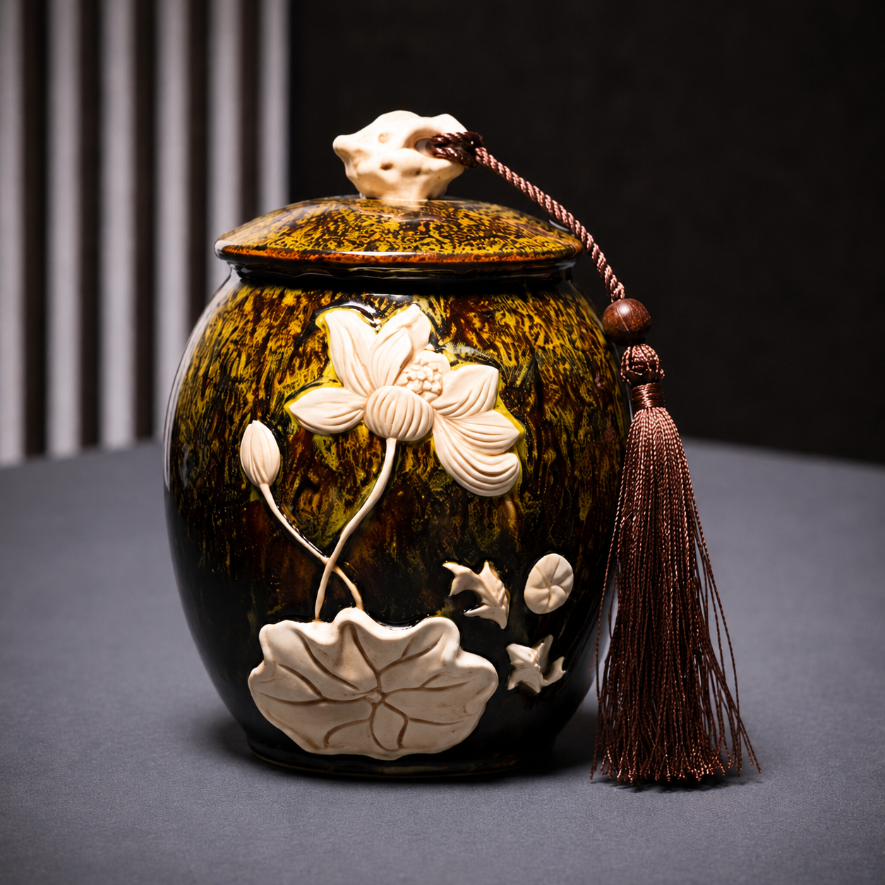 Engraved Lotus Keepsake Memorial Urn