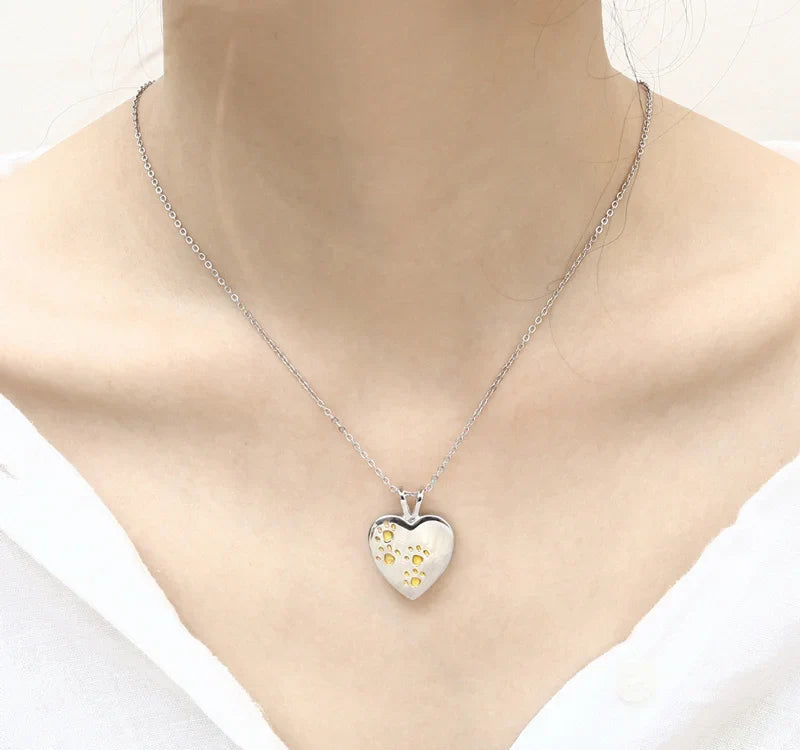 Heart & Paw Print Pet Keepsake Necklace