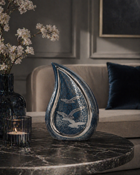 Azure Flight Bird Teardrop Urn