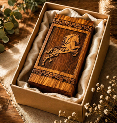 Wooden Horse Urn