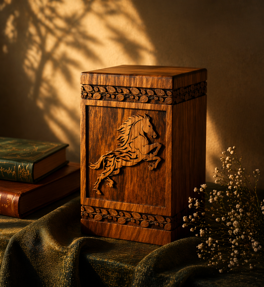 Wooden Horse Urn