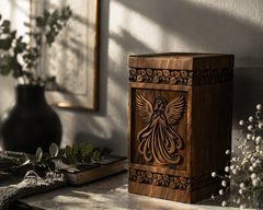 Wooden Praying Angel Urn