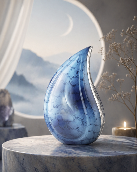 Aqua Veil Teardrop Urn