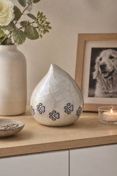Ivory Paws Teardrop Urn