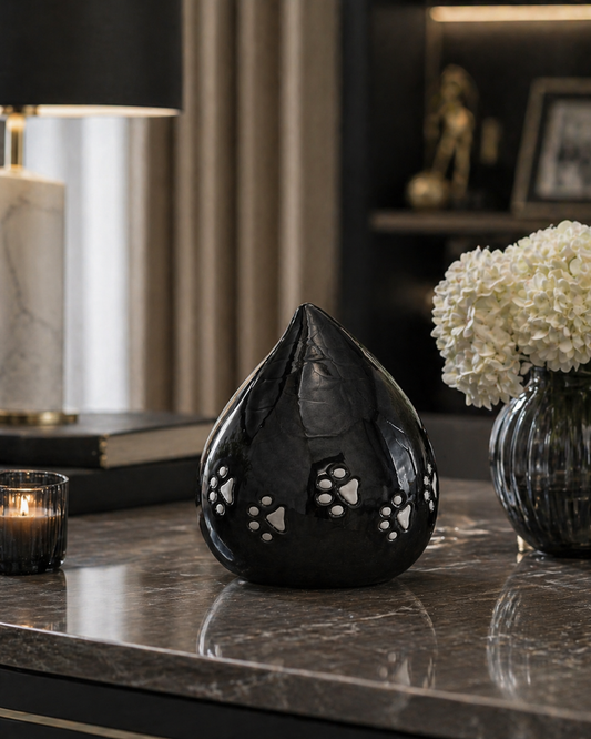 Midnight Paws Teardrop Urn