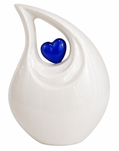 Ivory Heart Teardrop Urn