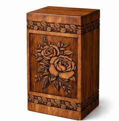 Wooden Rose Flower Urn