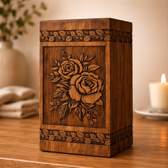 Wooden Rose Flower Urn