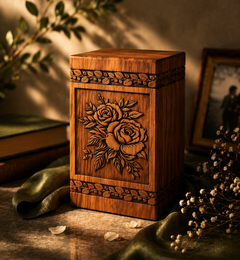 Wooden Rose Flower Urn