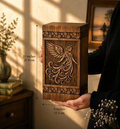 Wooden Angel Urn