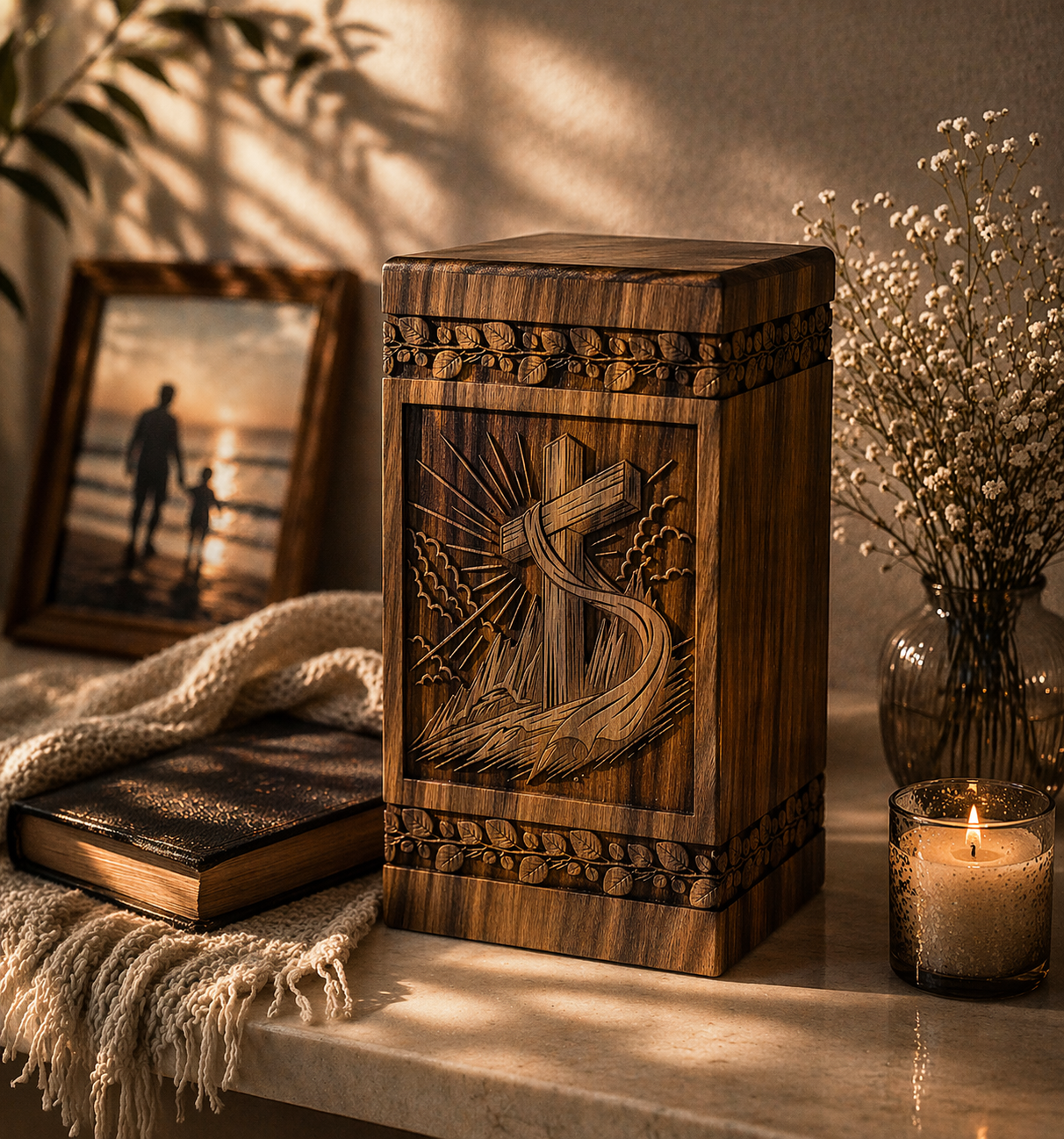 Wooden Cross Urn