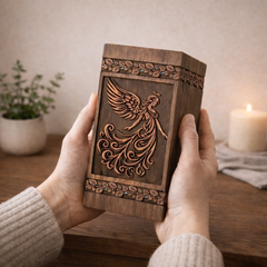 Wooden Angel Urn