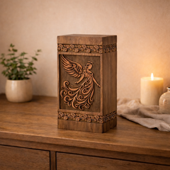 Wooden Angel Urn