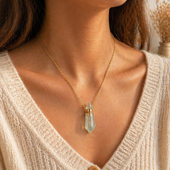 Natural Stone Crystal Keepsake Necklace