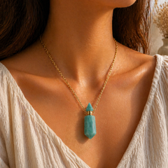Natural Stone Crystal Keepsake Necklace