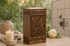Wooden Angel Urn