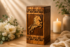 Wooden Horse Urn