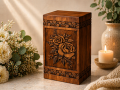 Wooden Rose Flower Urn