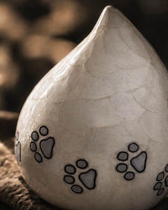 Ivory Paws Teardrop Urn