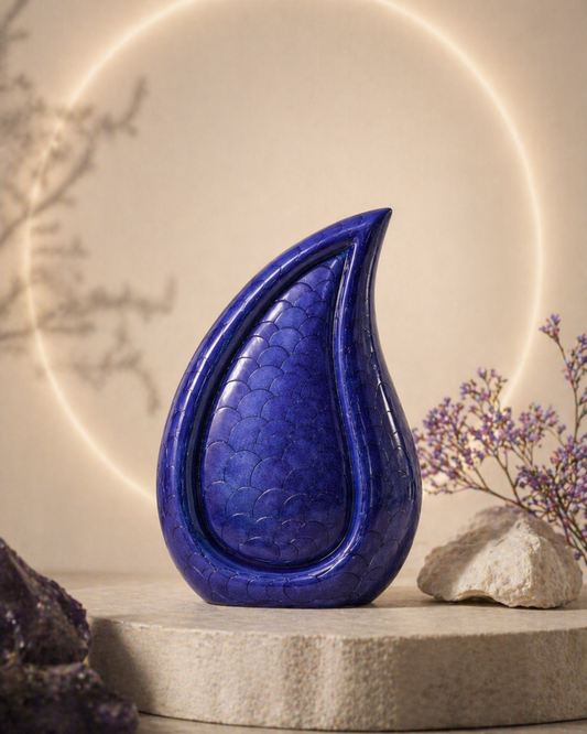 Indigo Veil Teardrop Urn