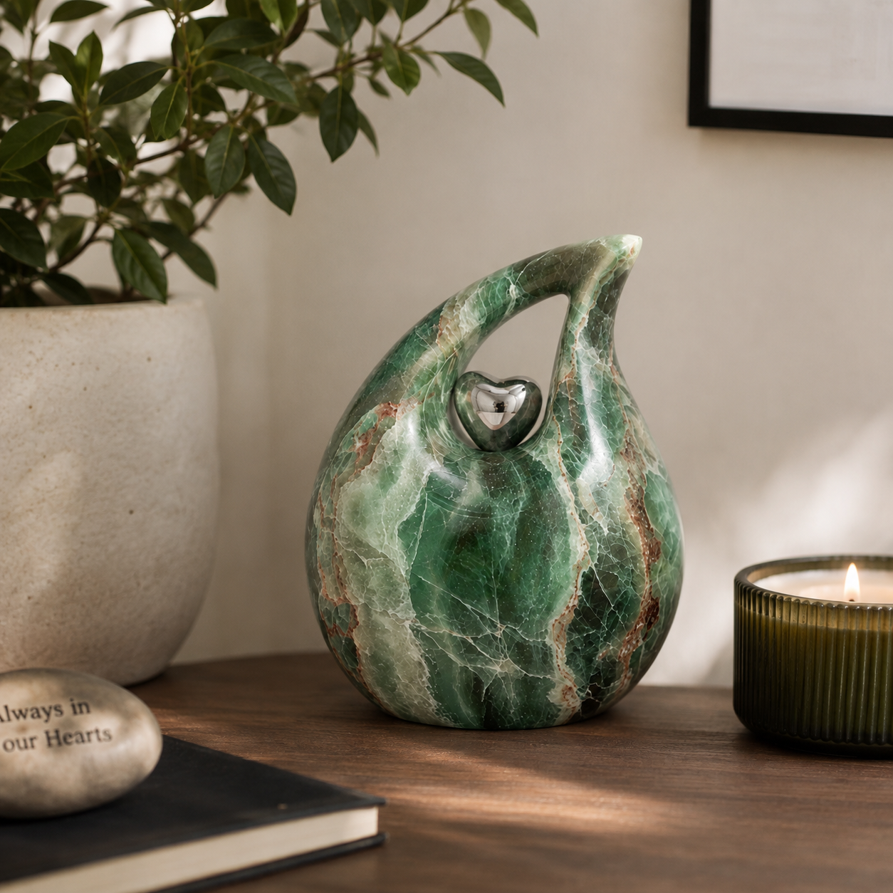 Emerald Teardrop Memorial Urn