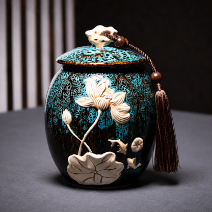 Engraved Lotus Keepsake Memorial Urn