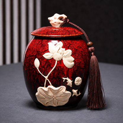 Engraved Lotus Keepsake Memorial Urn