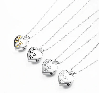 Heart & Paw Print Pet Keepsake Necklace