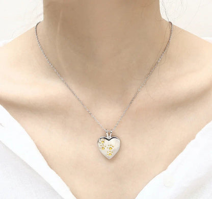 Heart & Paw Print Pet Keepsake Necklace