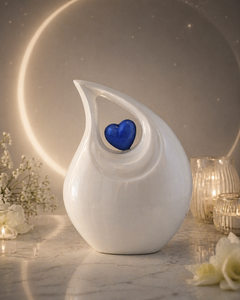 Ivory Heart Teardrop Memorial Urn
