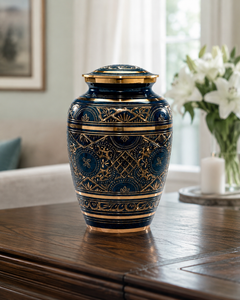 Midnight Sapphire Brass Memorial Urn