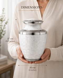 Silver Veil White Memorial Urn