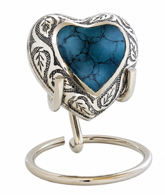 Turquoise Heart Keepsake Memorial Urn