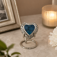Turquoise Heart Keepsake Memorial Urn