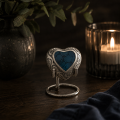 Turquoise Heart Keepsake Memorial Urn