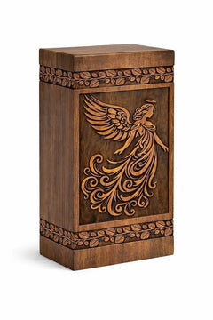 Wooden Angel Urn