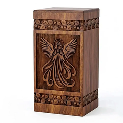 Wooden Praying Angel Urn