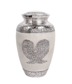 Silver Angel Wings Memorial Urn