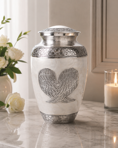Silver Angel Wings Memorial Urn