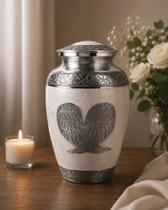 Silver Angel Wings Memorial Urn