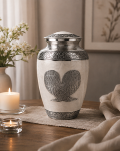 Silver Angel Wings Memorial Urn