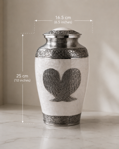Silver Angel Wings Memorial Urn